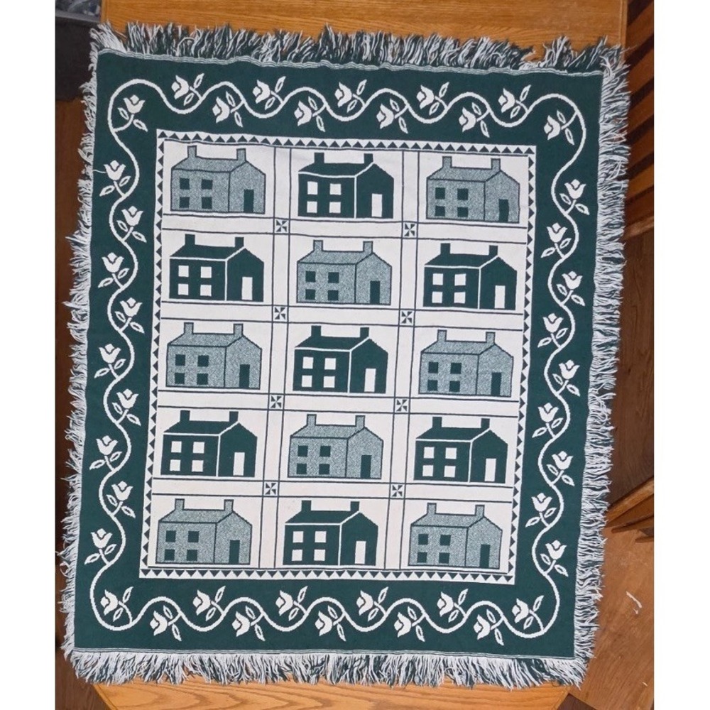 Crown Crafts Throw Blanket Home House Grandma Core 54x45" Vintage Made in USA